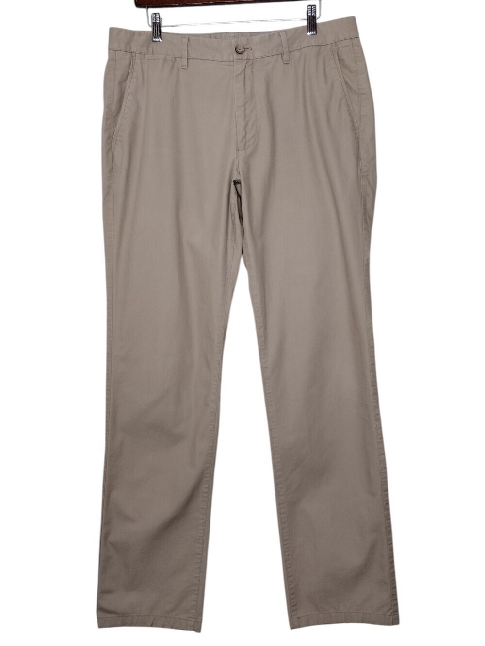 Bonobos Khaki Neutral Straight-Leg Slim Flat Front Chinos Sz 34/36
